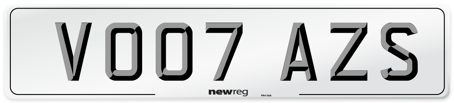 VO07 AZS Number Plate from New Reg